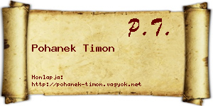Pohanek Timon névjegykártya